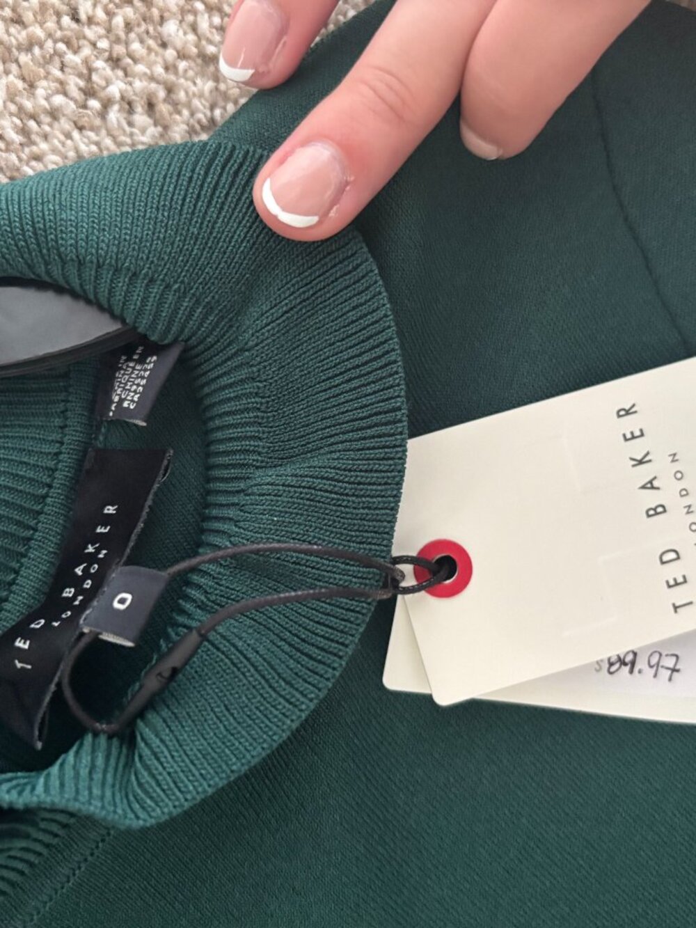 NWT Ted Baker Dark Green dress sz 0 - Picture 2 of 3